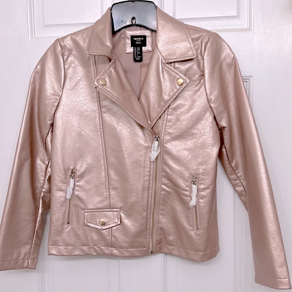 Brand new Girls forever 21 rose gold jacket faux leather size 11/12